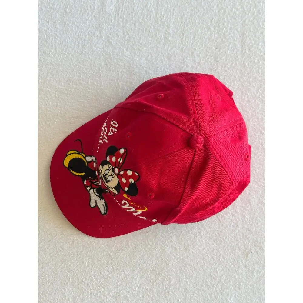 Disney Minnie Mouse Baseball Cap Youth Girls Size 3-5 Red Polka Dots